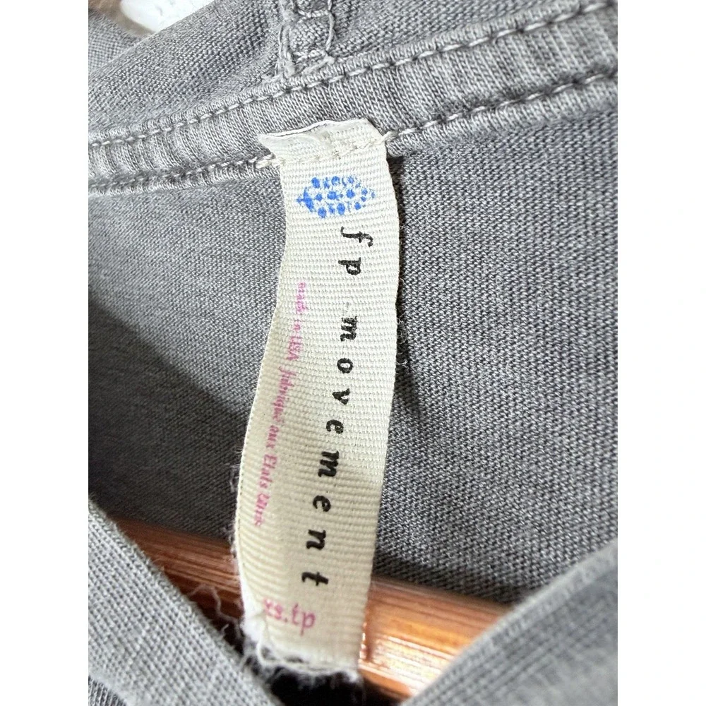 Free People FP Movement Hoodie Women's XS Gray Cropped Oversized Raw Seam USA
